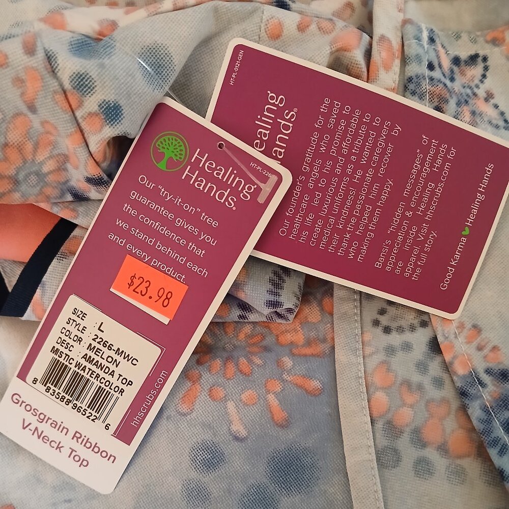 Healing Hands Medallion Print Scrub Top - Picture 7 of 7